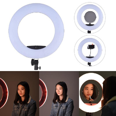

FD-480II 177" 45cm 96W Dimmable Bi-color 3200-5500K Macro LED Video Ring Light Lamp w LCD Display Make-up Mirror Smartphone Hol