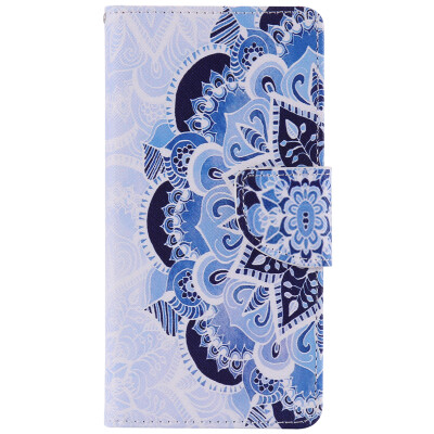 

Blue Flower Design Кожа PU откидной крышки Кошелек Карты Держатель чехол для SONY X Performance