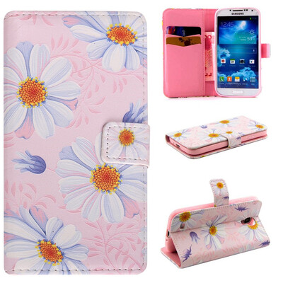 

Pink Flower Design PU Leather Flip Cover Wallet Card Holder Case for SAMSUNG Galaxy S4 I9500