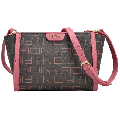 

FION (FION) shoulder bag Messenger bag zipper wings wrapped color printing color European and American fashion bag FPLL / PBRPK / BT025 brown / pink