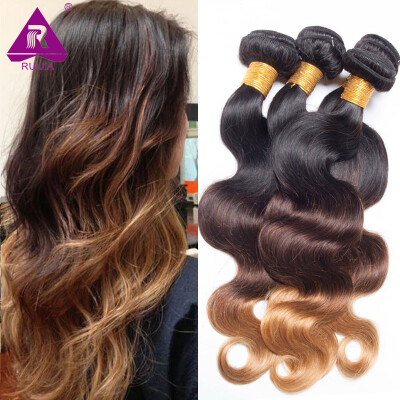 

4 Bundles Ombre Peruvian Virgin Hair Body Wave 3 Tone 8A Ombre Peruvian Hair Bundles T1B/4/27 Blonde Ombre Human Hair Extensions