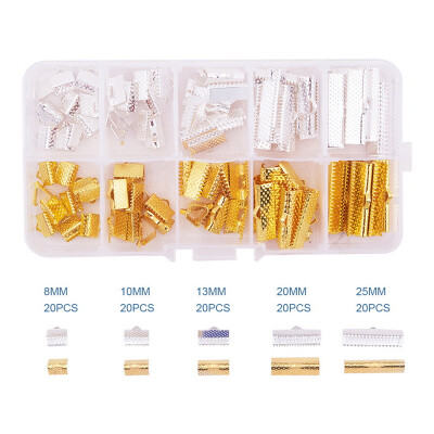 

PH PANDAHALL 1 Box Iron Ribbon Ends Sets for DIY Jewelry Making