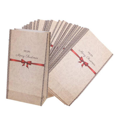 

UpperX Pack of 30pcs Paper Bag Candy Pouch Biscuit&Gift in Christmas Theme Brown