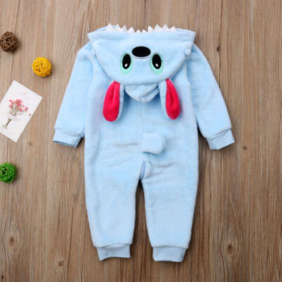 

Canis Newborn Kids Baby Boys Stitch 3D Ear Zipper Hooded Romper Jumpsuit Outfits
