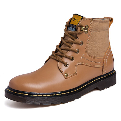 

Mens Shoes Fashion Outdoor Boots Casual Leather Walking Shoes Genuine Leather Martin Shoes Plus Cotton Winter Boots Black Brown