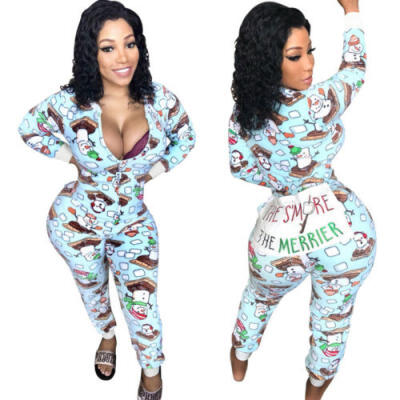 

Women Xmas Jumpsuit Romper Long Sleeve Playsuit Clubwear Trousers Bodycon Pants