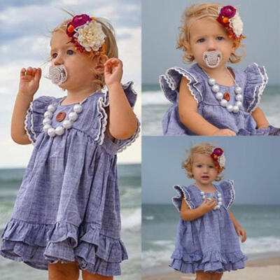 

UK Toddler Kids Baby Girls Sleeveless Party Pageant Dress Sundress Clothes New