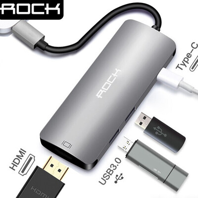

ROCK Type-C docking station USB-C to HDMI converter PD charging head Apple MacBook Huawei Mate10Pro expansion hub splitter switch extension cable