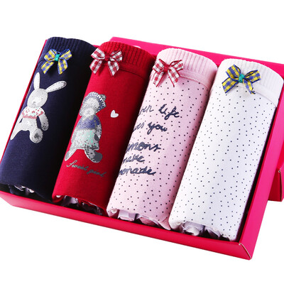 

Cat 4 ladies underwear cotton fresh girl printed briefs 4 gift box