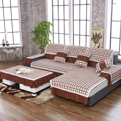 

Bejirog Sofa Towel Cover Slipcover Set Non-slip Washable Coffe & Lattice