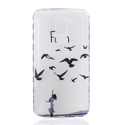 

Woman birdie Pattern Soft Thin TPU Rubber Silicone Gel Case Cover for LG K10