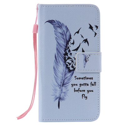 

Blue Feather Design Кожа PU откидной крышки Кошелек Карты Держатель чехол для LG K7