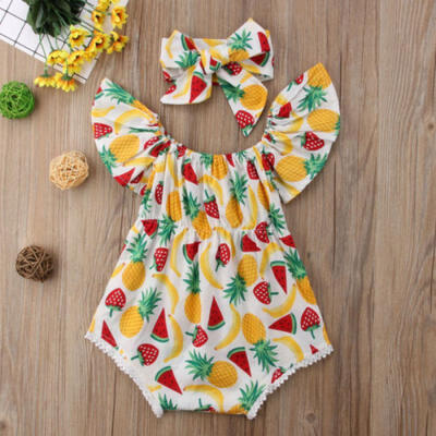 

Newborn Baby Girl 0-24M Fruit Romper Bodysuit Sunsuit Summer Clothes Outfits