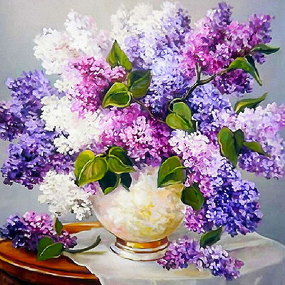 

UpperX Lavender Flower Arranging 5D DIY Diamond Painting Flowers Cross Stitch Diamond Embroidery Wall Stickers Home Decor Vase