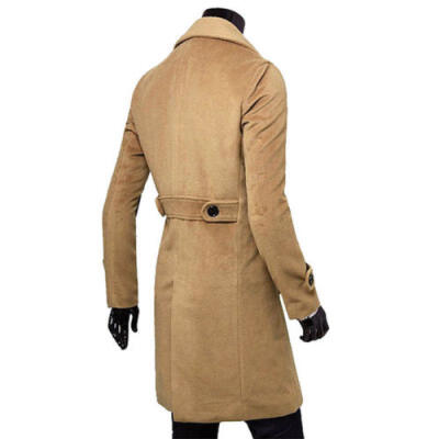 

Men Stylish Double Breasted Slim Warmer Winter Long Trench Coat Overcoat Jacket