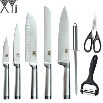 

XYj Kitchen Knives Sharp Stainless Steel Knives Peeler Sharpening Rod Scissor Durable Cooking Tools