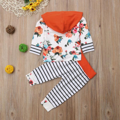 

2Pcs Newborn Toddler Baby Boys Girl Hooded Tops Pants Outfits Set Clothes 0-3T