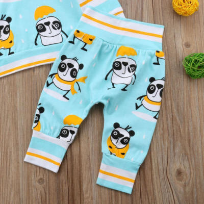 

2PCS Newborn Toddler Baby Boys Girls Panda Hooded TopsPants Kid Clothes Outfits