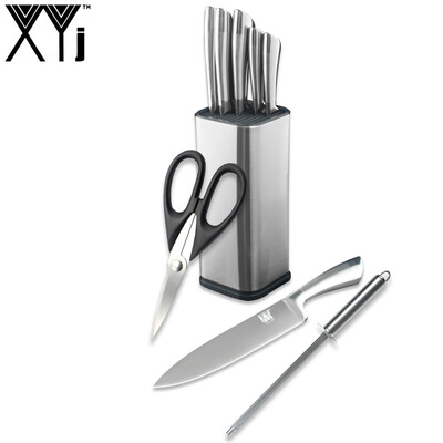 

XYj Kitchen Knives 9 Piece Stainless Steel Knife With 8 inch Knife Holder Knife Sharpener Kitchen Scissor