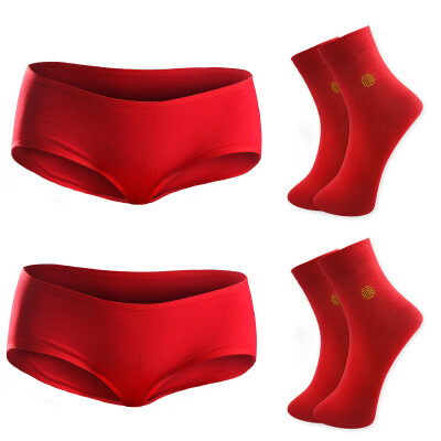 

Jingdong Supermarket] Ms. Heng Yuanxiang embroidery Fu word life of the red underwear socks combination socks 2 double + underwear 2 160/85