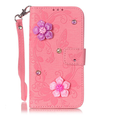 

Pink Butterfly Style PU Leather Flip Cover Wallet Card Holder Case for SAMSUNG S5