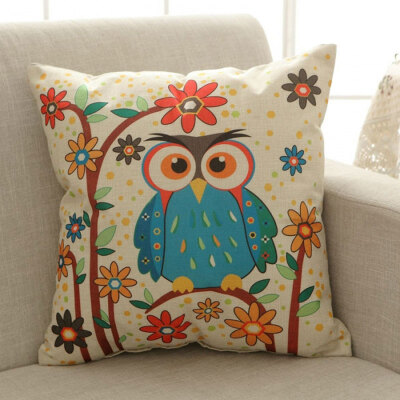 

Ying Xin home textiles cartoon flax style pillow sofa cushions car waist cushions waist pillow with core night to spend 45x45cm