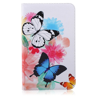

Two Butterflies Style Embossing Classic Flip Cover with Stand Function and Credit Card Slot for SAMSUNG GALAXY Tab 4 T230