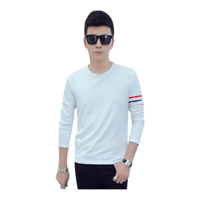 

Zhuo Shoudou футболка мужская мода случайные с длинными рукавами круглая шею футболка Корейский сплошной цвет сшивание с длинными рукавами рубашка A003-T217 белый XXL