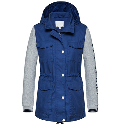 

Semir Lady in the long hooded fashion letter stitching casual clothes coat coat Korean version of the tide 13116090009 dark blue L