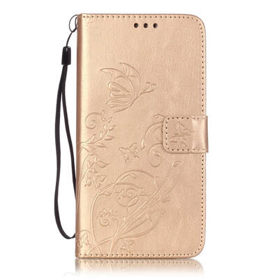 

Gold Flower Design PU Leather Flip Cover Wallet Card Holder Case for SAMSUNG S4