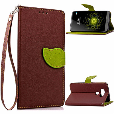 

Brown Design PU Leather Flip Cover Wallet Card Holder Case for LG K5
