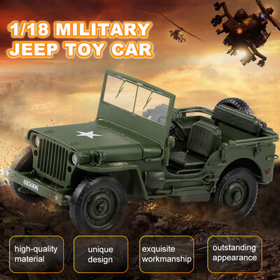 

685006 118 Military Jeep Toy Car Military Tactics Car Model Decoration&Gift for Children