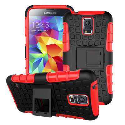 

Fivice Samsung S5 mini Case TPU anti-fall tire pattern back clip bracket phone case
