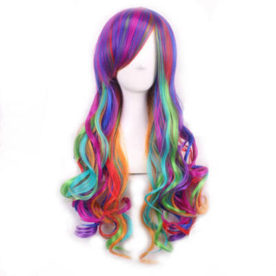 

Women Lady Long Hair Wig Curly Wavy Synthetic Anime Cosplay Pop Party Full Wigs