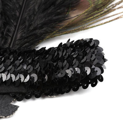 

Vintage Feather Flapper Headband Headdress Diamante Headpiece