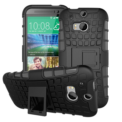 

Fivice HTC One 2 M8 Case TPU anti-fall tire pattern back clip bracket phone case