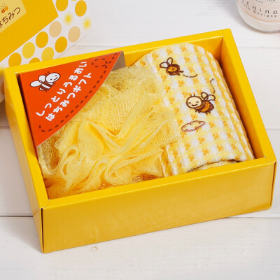 

Japanese Uchino (UCHINO) bee 2 sets of towel gift box cute cartoon birthday gift square / bath flower yellow 18 * 13.5 * 6cm