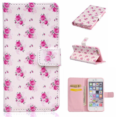 

Little Rose Design PU Leather Flip Cover Wallet Card Holder Case for IPHONE 66S