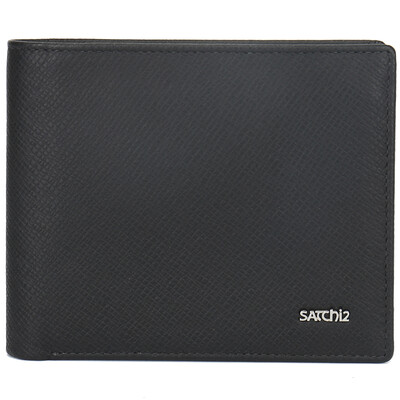 

SATCHI men's wallet cowhide fashion multi-function short paragraph wallet EQ56516-2F dark brown