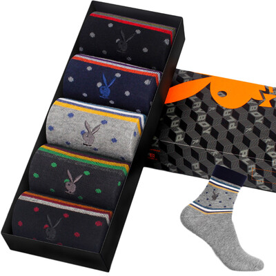 

Jingdong supermarket Playboy PLAYBOY 2683 men socks men socks cotton in the tube sports business leisure breathable cotton socks 5 double gift box in the gray group of multi-color code