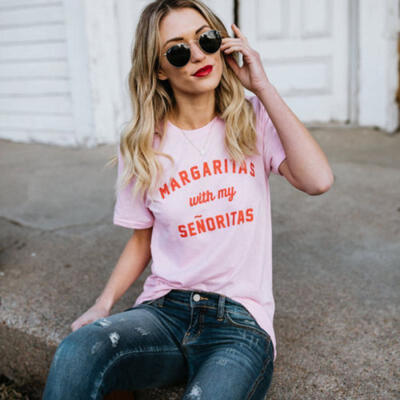 

Women Summer Letter Print T shirt Top Short Sleeve Roud Neck Summer Casual Tops