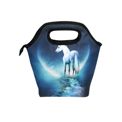 

Insulated Lunch Tote Bag Artistic Unicorn Travel Picnic Lunch Handbags Portable Zipper Lunch Bag Box