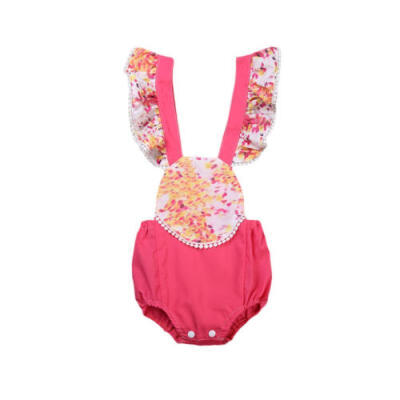 

US STOCK Newborn Baby Girls Clothes Floral Backless Romper Bodysuit Sunsuit 0-2T