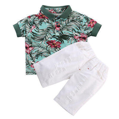 

Children Kids Boy Clothes Flower Polo shirt TopsShorts Outfits Set 2pcs Suit AU