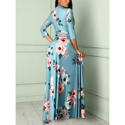 

Women Summer Long Sleeve Floral Maxi Dress Party Beach Dress Floral Sundress