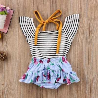 

Newborn Kids Baby Girl Knit Tops T-shirtFloral Ruffle Shorts Clothes Outfit Set