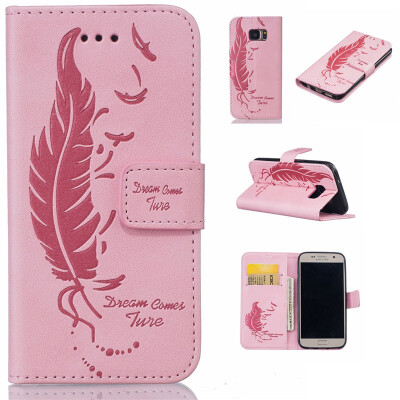 

Pink Plumes and birds Embossed PU Leather Wallet Case Classic Flip Cover with Stand Function and Credit Card Slot for SAMSUNG Gala