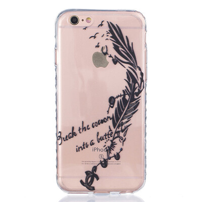 

Black feathers Pattern Soft Thin TPU Rubber Silicone Gel Case Cover for IPHONE 66S