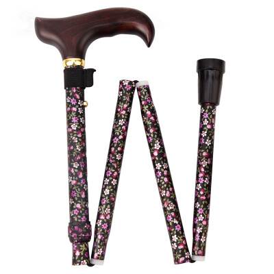 

Japan for a long-term elderly retractable walking stick skid walking aids FS-60 black flowers