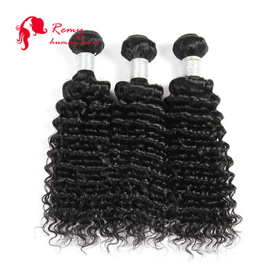 

Brazilian Human Hair Extensions Deep Wave Hair 3 Bundles 100% Unprocessed Virgin Extensions Hair Natural Black 300g